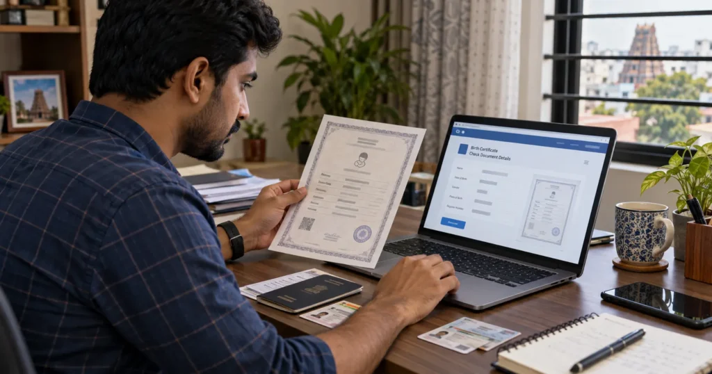 Checking birth certificate correction online in Chennai